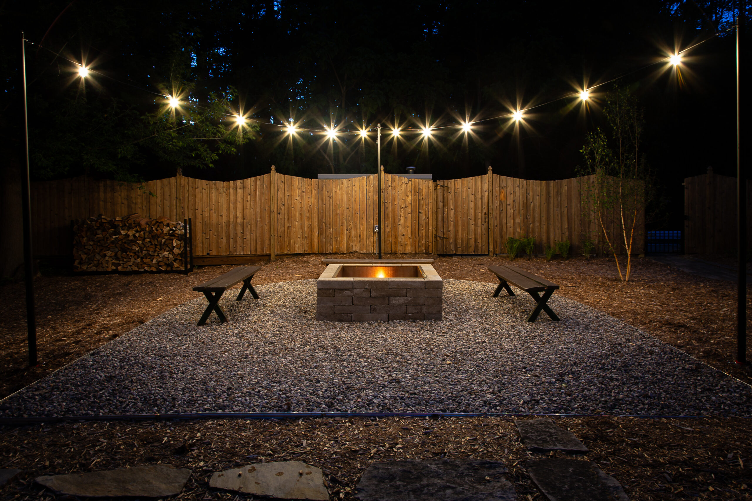 Pillar Pro Installed around a fire pit at a Bed and Breakfast
